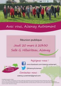 2ème réunion publique @AizenayAutremen. Le jeudi 20 mars 2014 à Aizenay. Vendee.  20H30